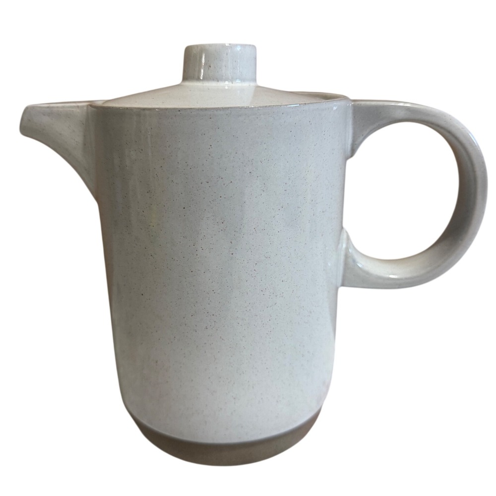 Midwinter Stoneware Coffee Pot Made in England Speckled Cream Mid Century Modern